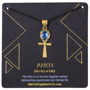 Ankh Necklace Crystal - Blue Topaz