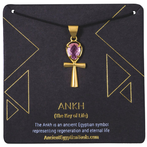 Ankh Necklace Crystal - Rose Quartz