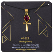 Ankh Necklace Crystal - Garnet