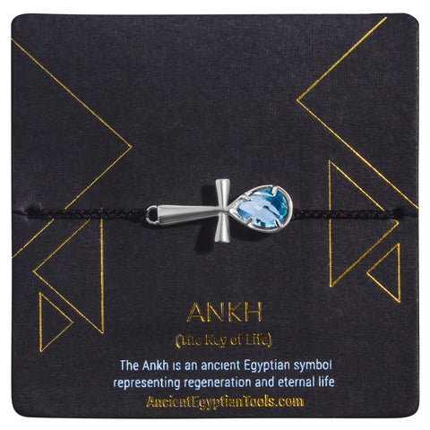 Ankh Anklet Crystal - Blue Topaz