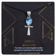 Ankh Necklace Crystal - Blue Topaz