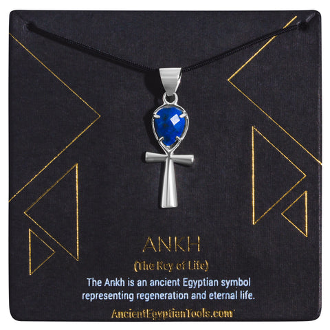 Ankh Necklace Crystal - Lapis Lazuli