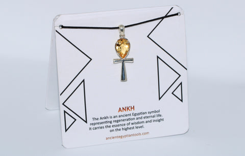 Ankh Necklace Crystal - Citrine