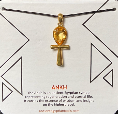 Ankh Necklace Crystal - Citrine