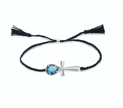 Ankh Anklet Crystal - Blue Topaz