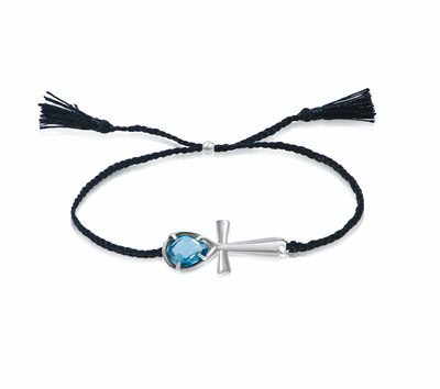 Ankh Bracelet Crystal - Blue Topaz